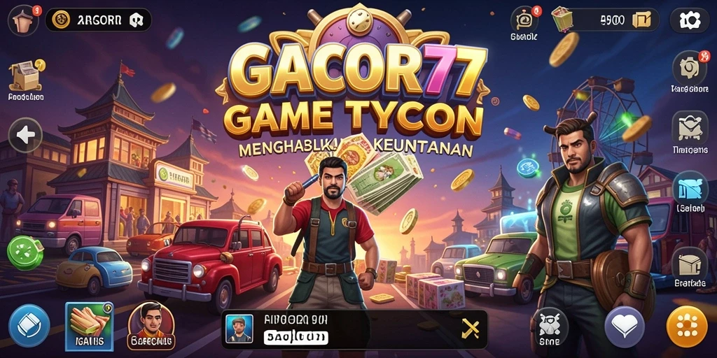 Tangkapan layar gameplay GACOR77 menampilkan dunia Tycoon yang dinamis.