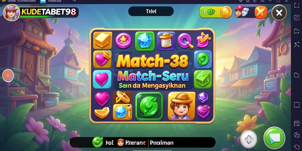Tampilan menarik dari gameplay KUDETABET98 dengan gems berwarna-warni.