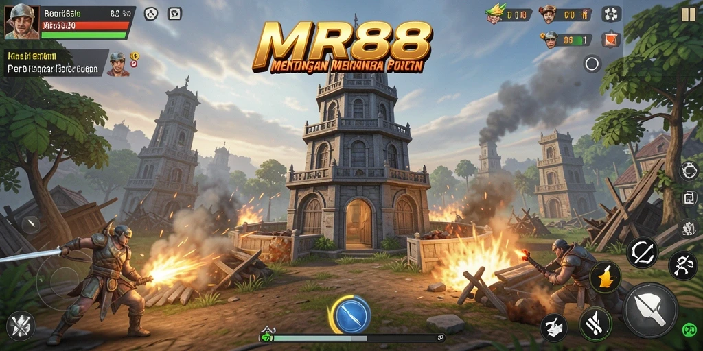 Tangkapan layar gameplay <strong>MR888</strong> saat melawan gelombang musuh.