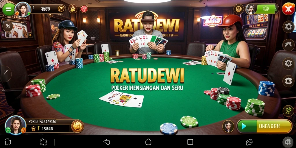 Tampilan gameplay Poker yang seru dan kompetitif di RATUDEWI.
