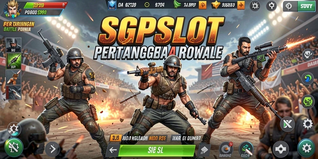 Tampilan gameplay seru dari SGPSLOT yang menampilkan aksi Battle Royale.