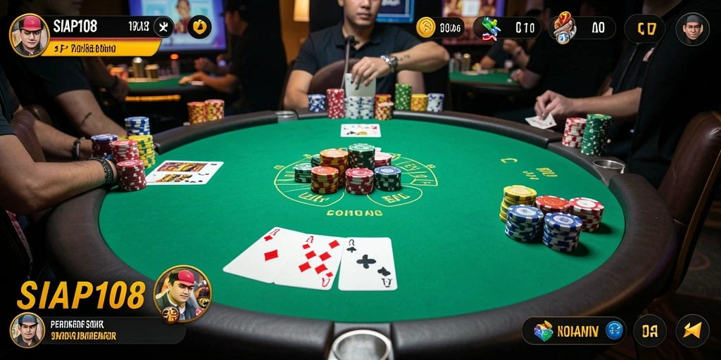 Screenshot SIAP108 menampilkan gameplay poker yang seru dan menarik.