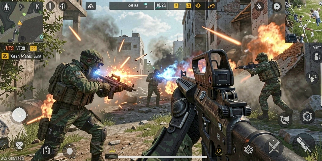 Tampilan gameplay aksi seru di VT38 dengan grafis memukau.