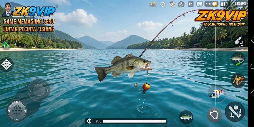 Tampilan menarik gameplay ZK9VIP saat memancing ikan besar.