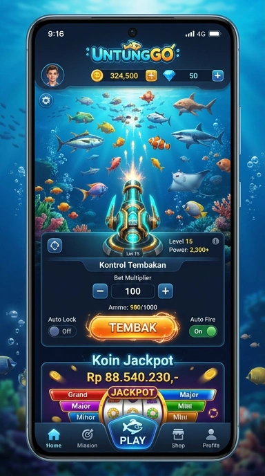 Tampilan utama aplikasi untunggo yang memudahkan navigasi.